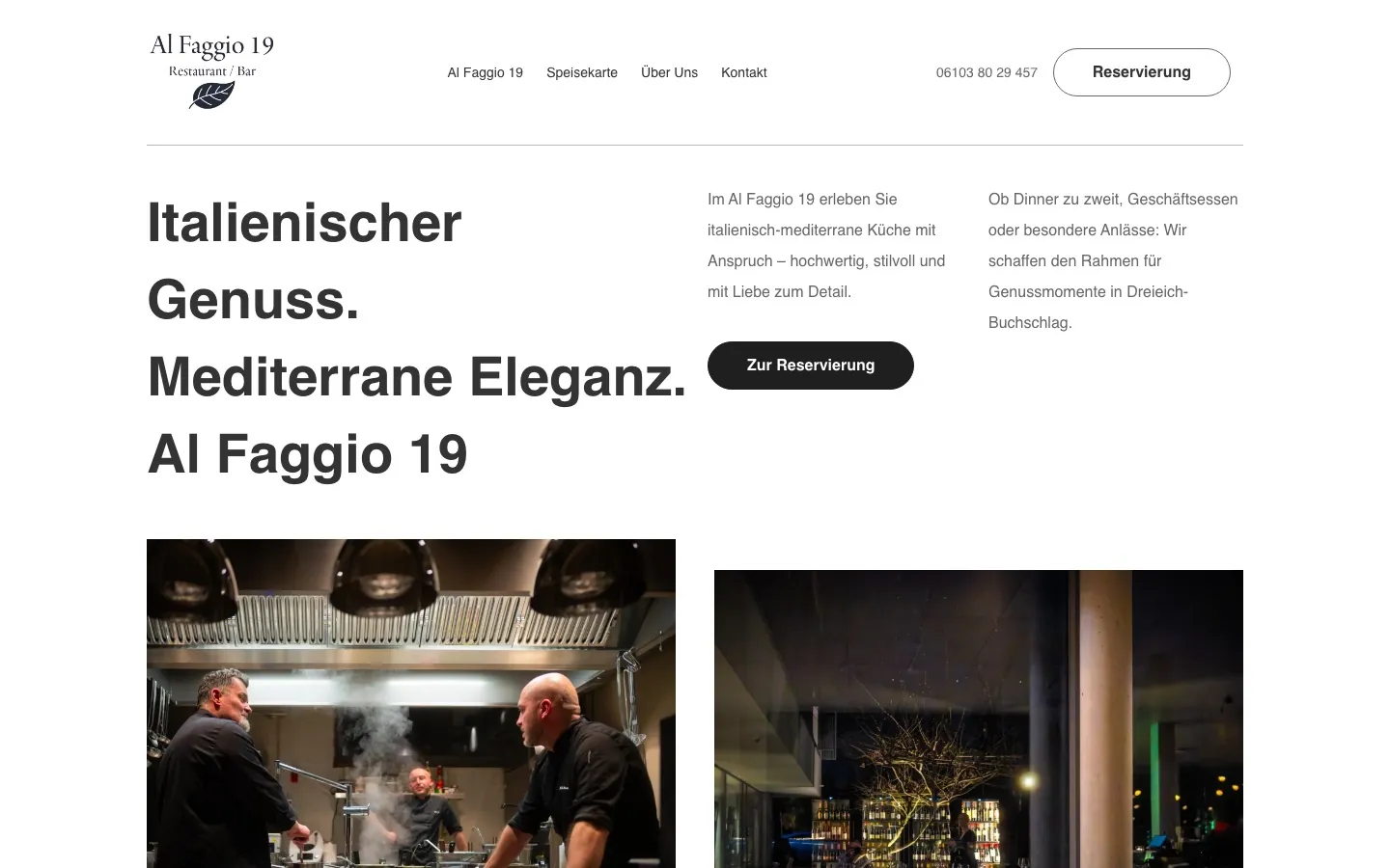 Website Al Faggio 19 – Desktop-Ansicht