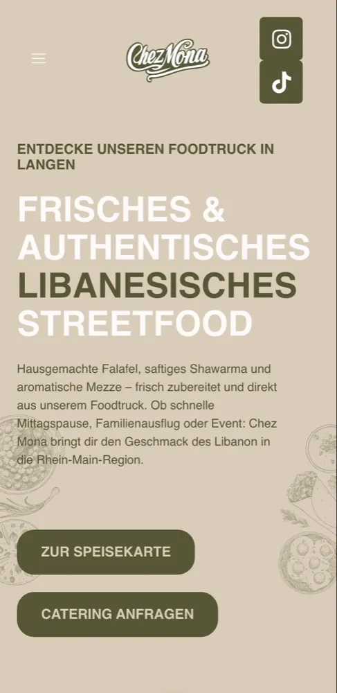 Website Chez Mona – mobile Ansicht