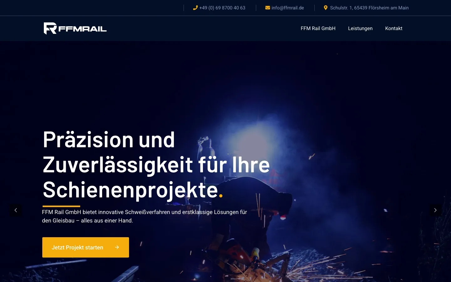 Website FFM Rail GmbH – Desktop-Ansicht