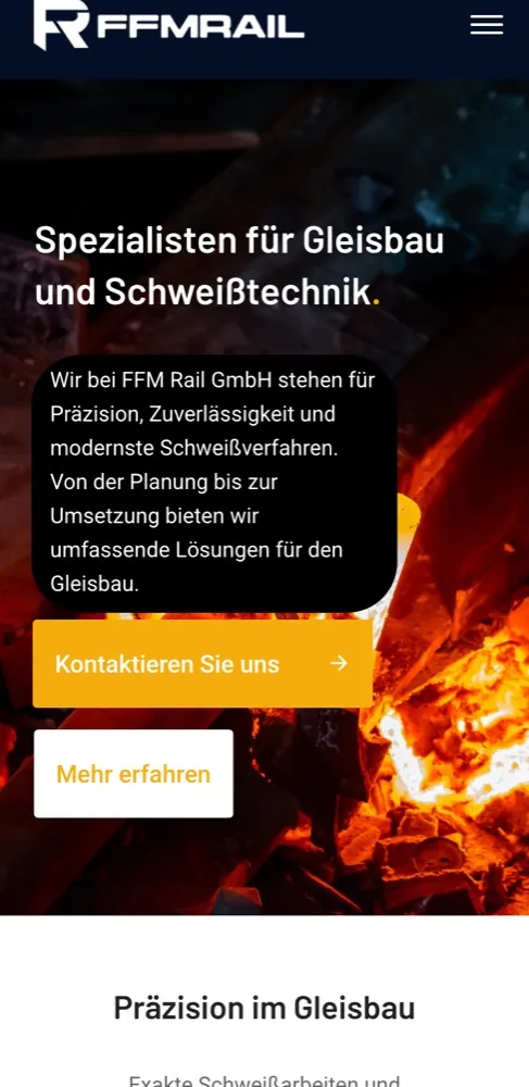 Website FFM Rail GmbH – mobile Ansicht