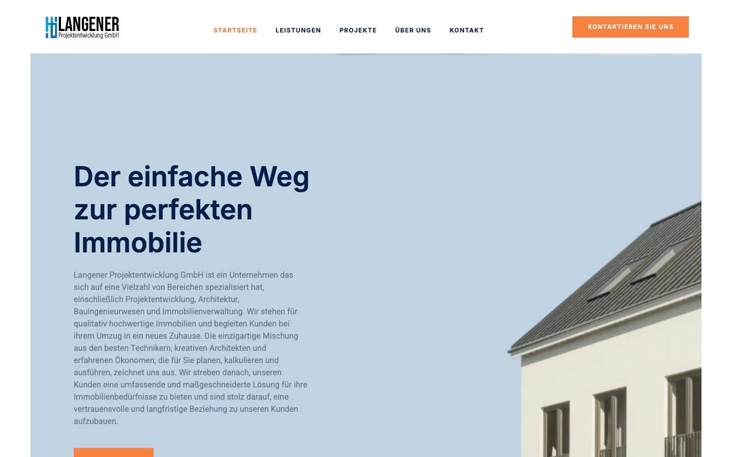 Website Langener Projektentwicklung GmbH – Desktop-Ansicht