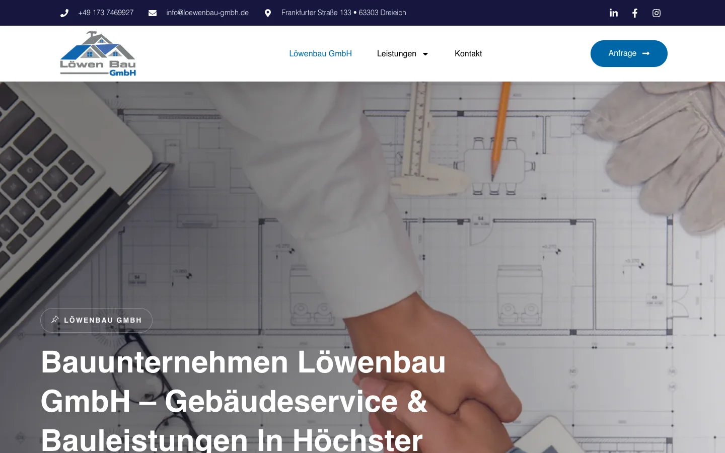 Website Löwenbau GmbH – Desktop-Ansicht
