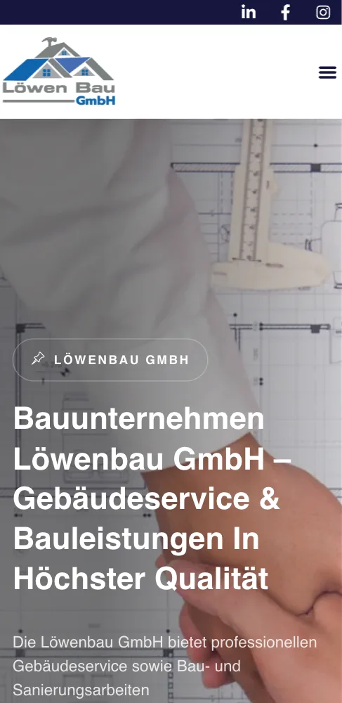 Website Löwenbau GmbH – mobile Ansicht