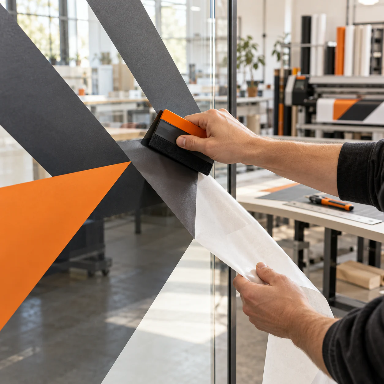 Handwerkliche Verarbeitung von Folien und Grafiken für Außenwerbung